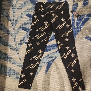 NWT- NFL Women's Medium Black and Gold Saints Pajama Leggings Very Soft